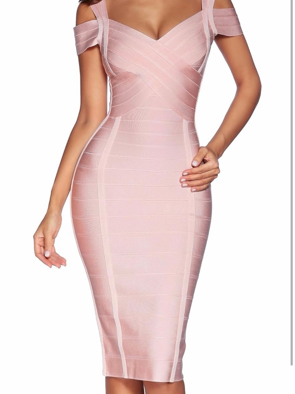 Blush Pink Strappy Lace Up Bondage Cocktail Dress (Women’s Large)